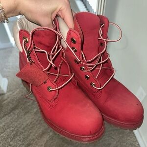 Timberland Red Women's Combat Boots